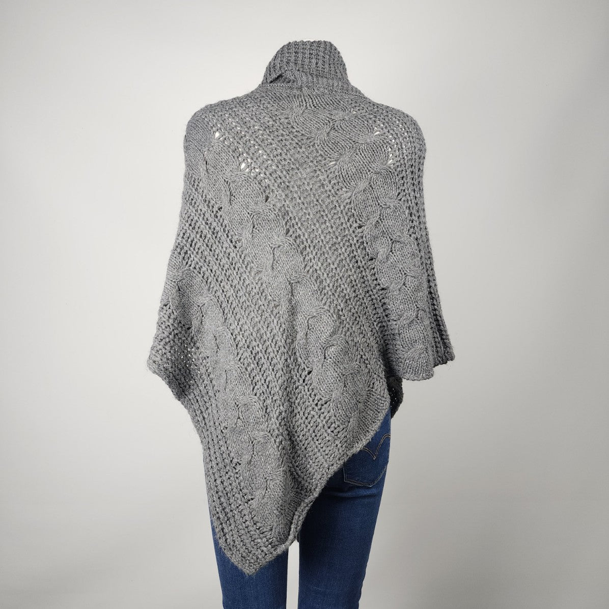 Made in Italy Grey Wool Mohair Poncho Cardigan Size L