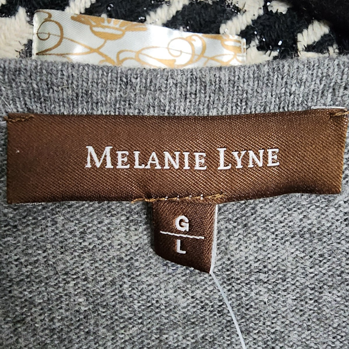 Melanie Lyne Grey Knit Tunic Sweater Top Size L