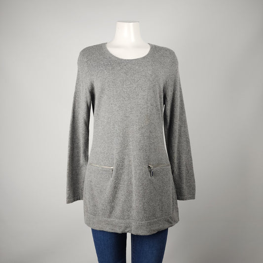 Melanie Lyne Grey Knit Tunic Sweater Top Size L