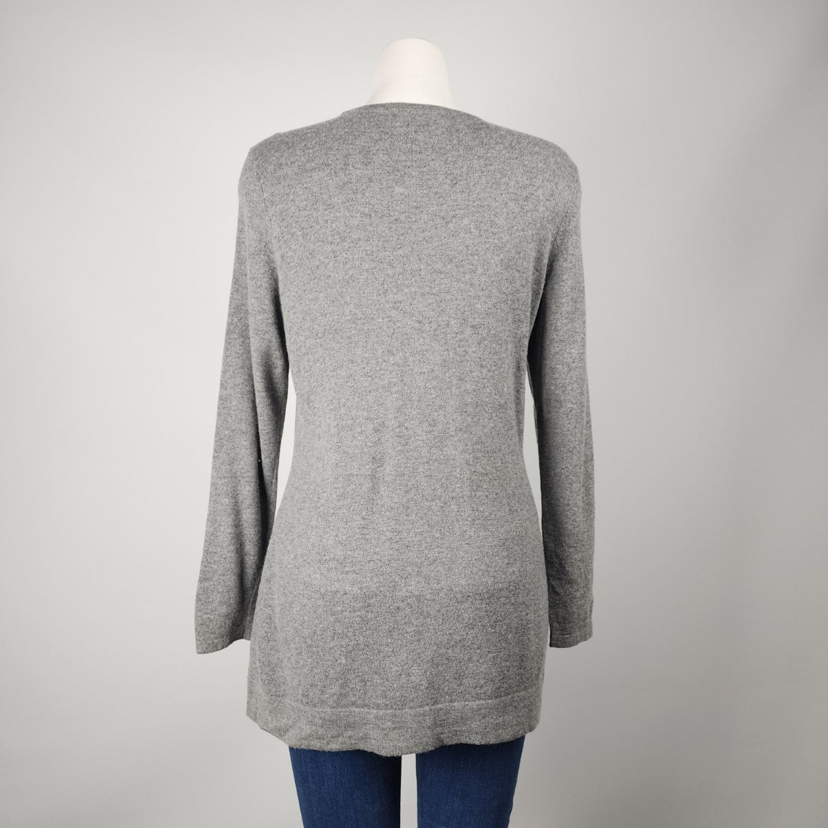 Melanie Lyne Grey Knit Tunic Sweater Top Size L