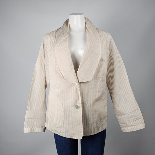 OSKA Cream Sheer Cotton Silk Button Up Blazer Size M/L