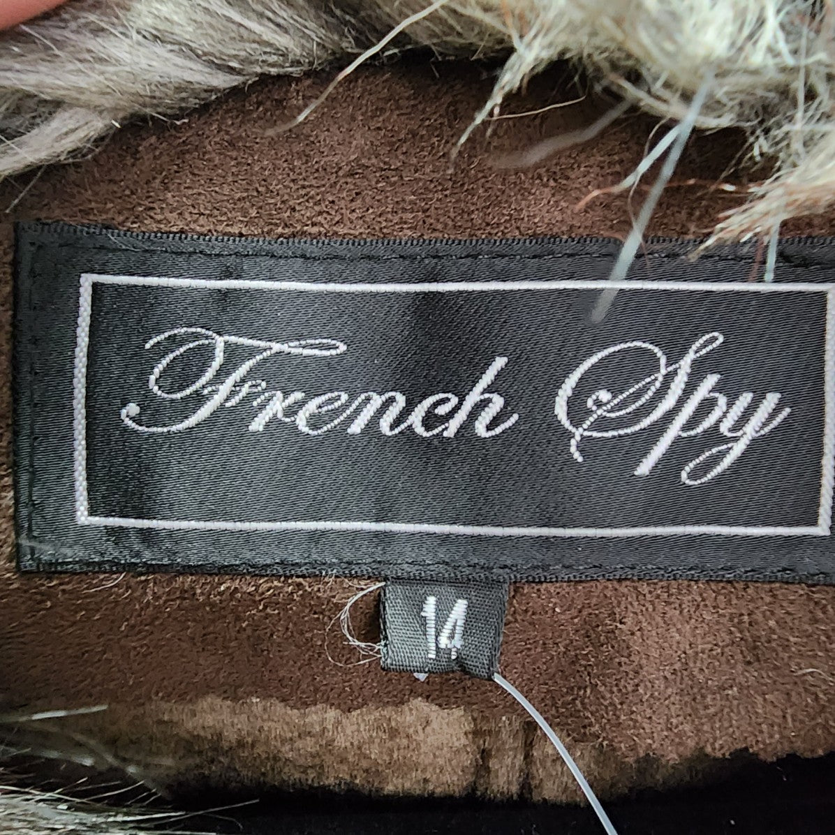 French Spy Brown Faux Fur Trim Button Up Vest Size 14