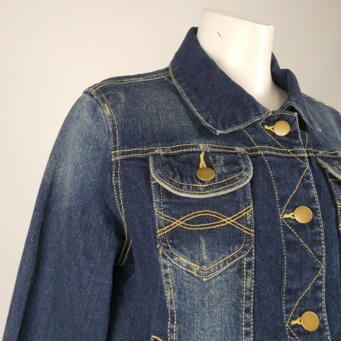 Eliza J Dark Blue Cotton Denim Jacket Size L