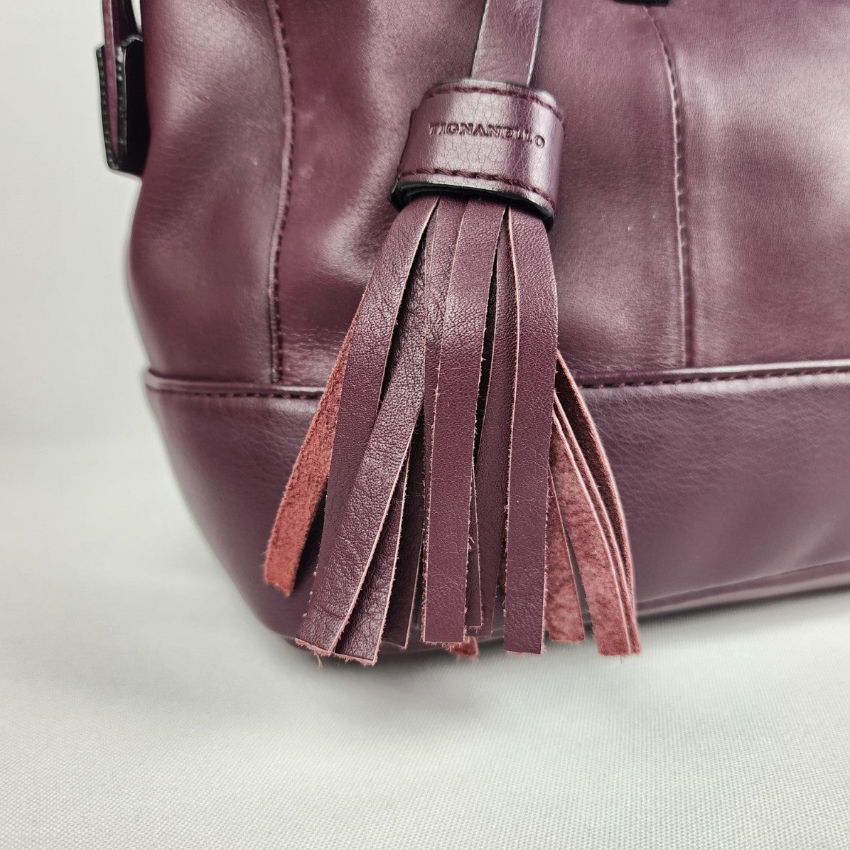 Tignanello Purple Leather Satchel Purse