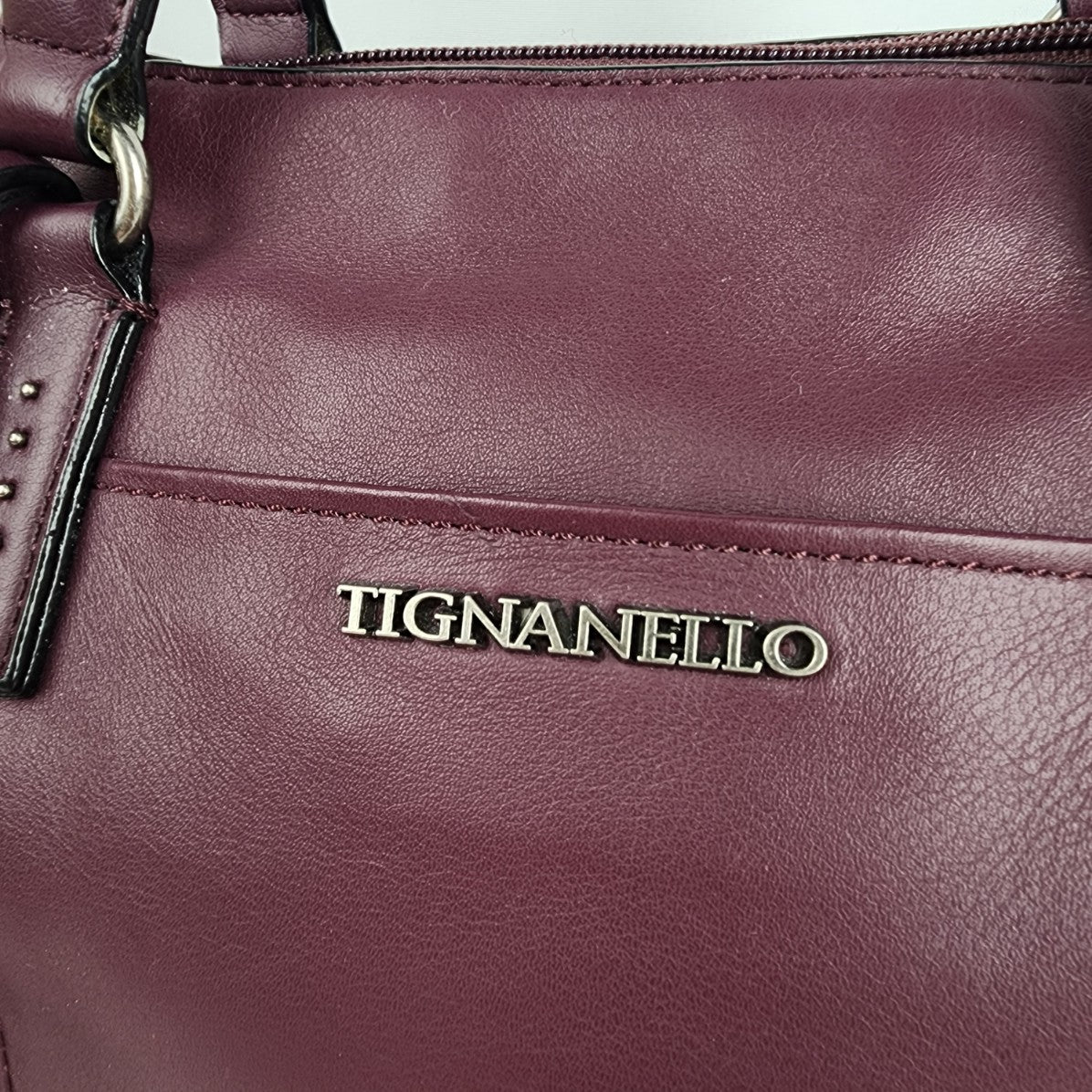 Tignanello Purple Leather Satchel Purse