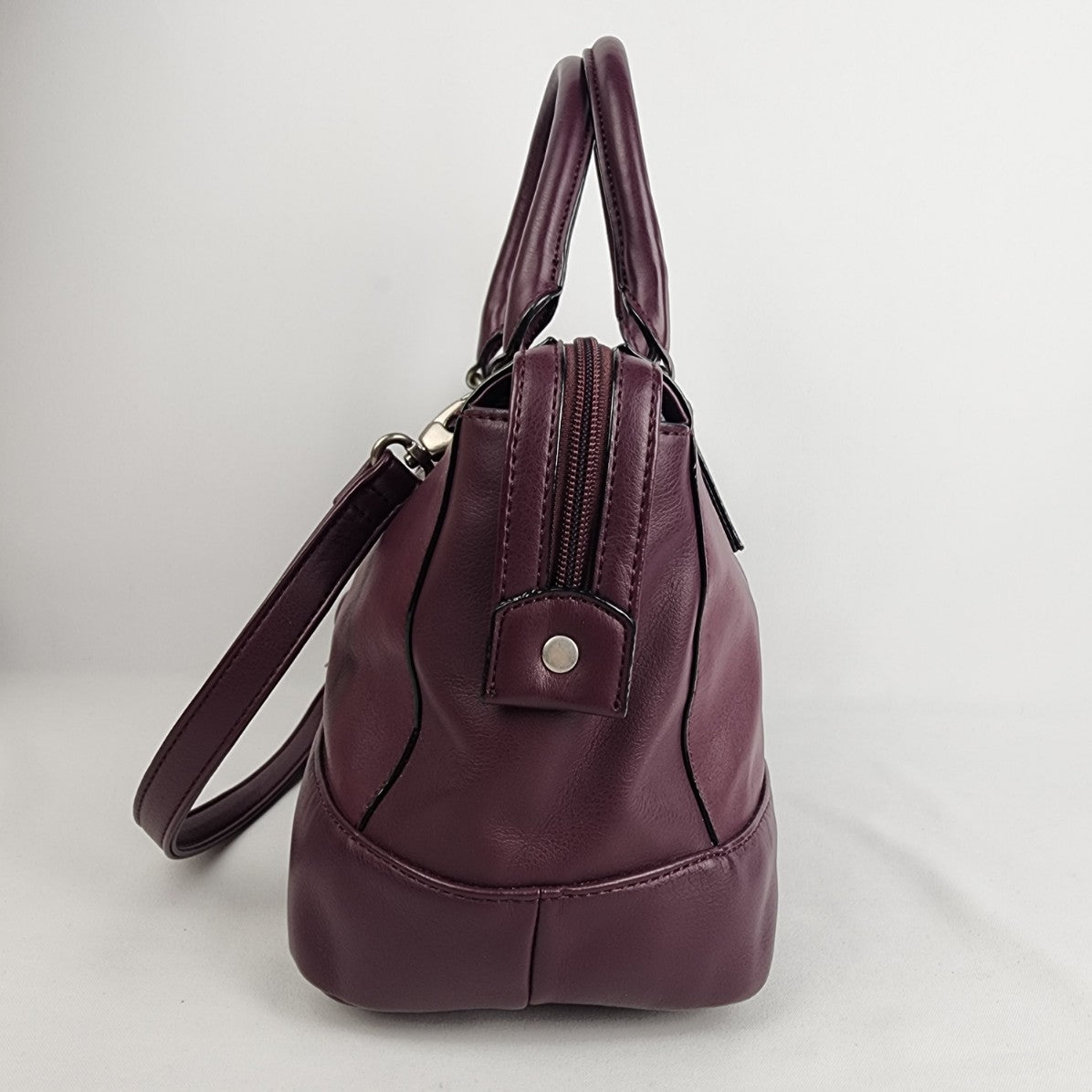 Tignanello Purple Leather Satchel Purse