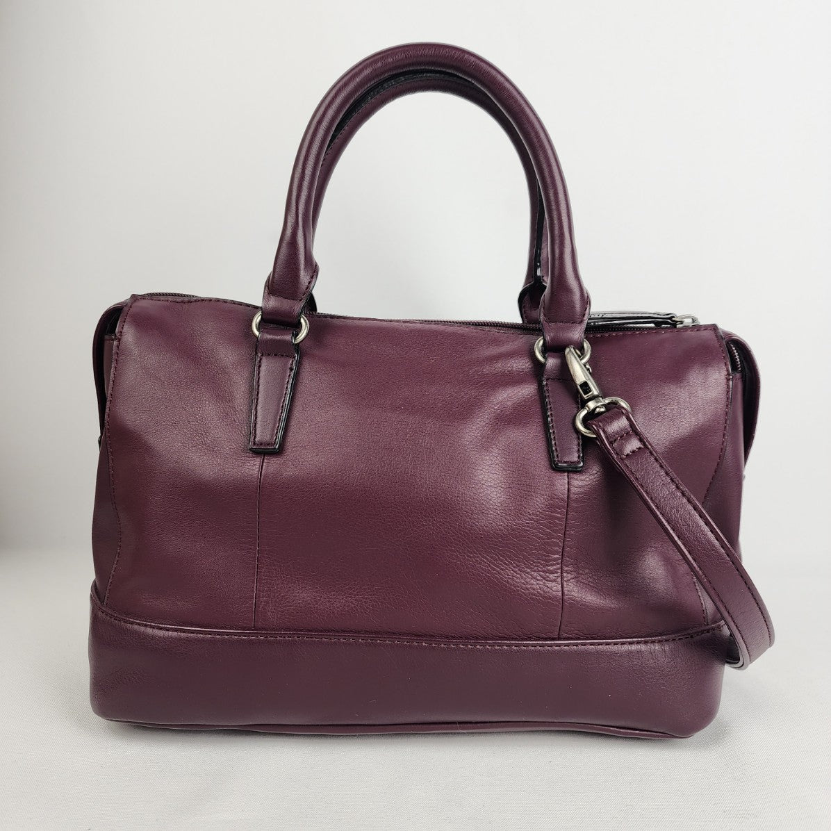 Tignanello Purple Leather Satchel Purse