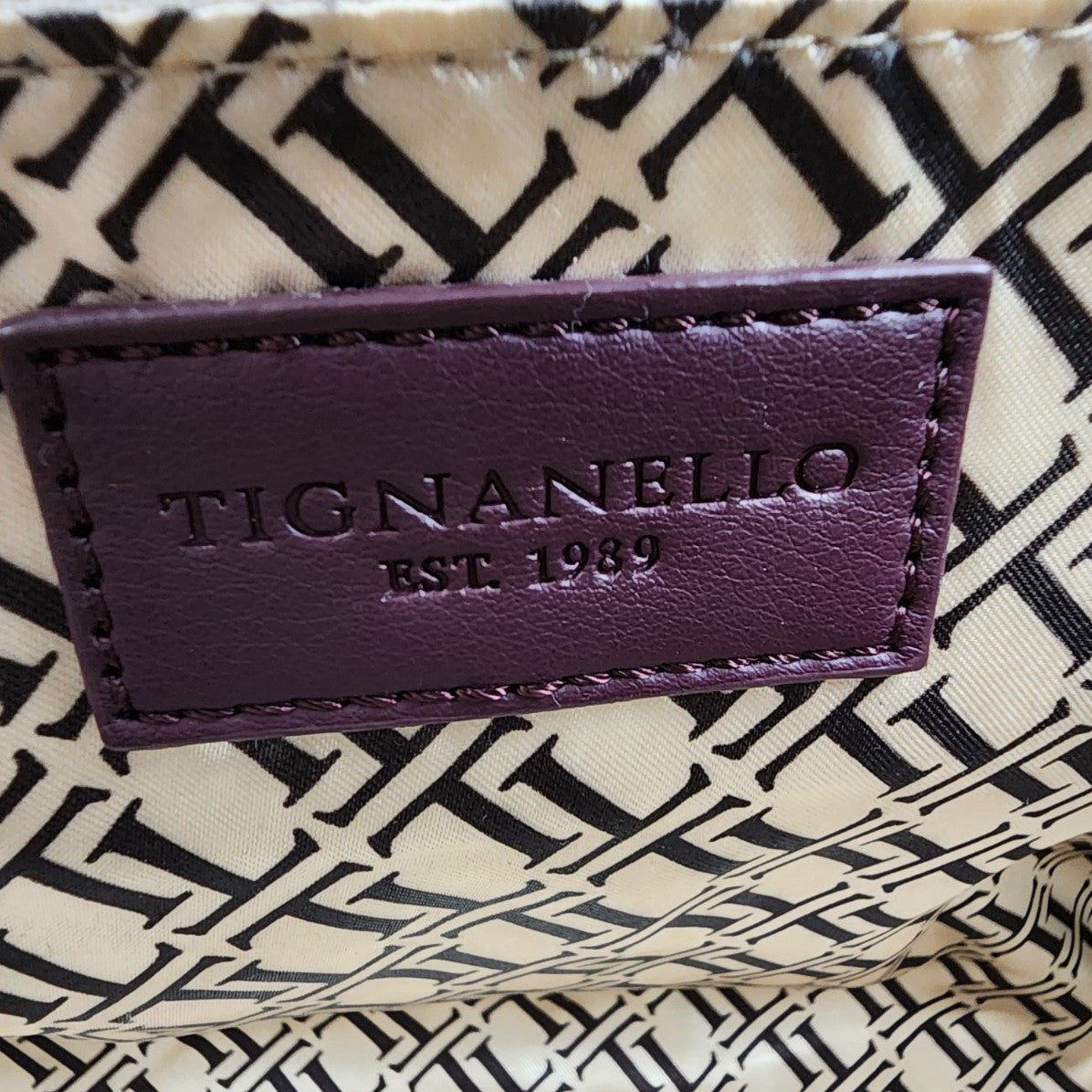 Tignanello Purple Leather Satchel Purse