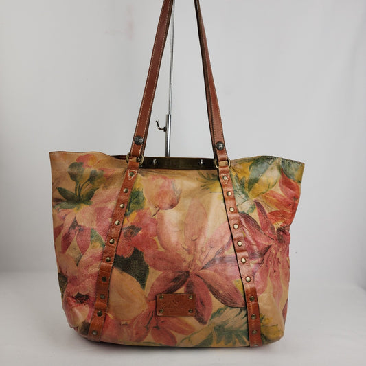 Patricia Nash SIENNA SUNSET Floral Print Leather Tote Purse