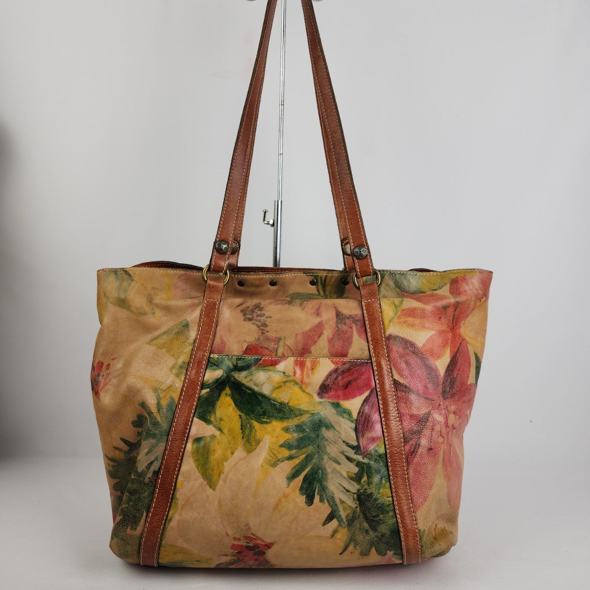 Patricia Nash SIENNA SUNSET Floral Print Leather Tote Purse