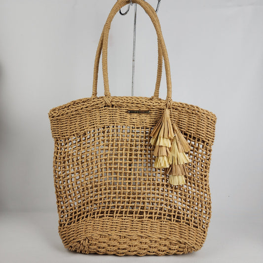 Poppy & Peonies Woven Straw Tote Purse