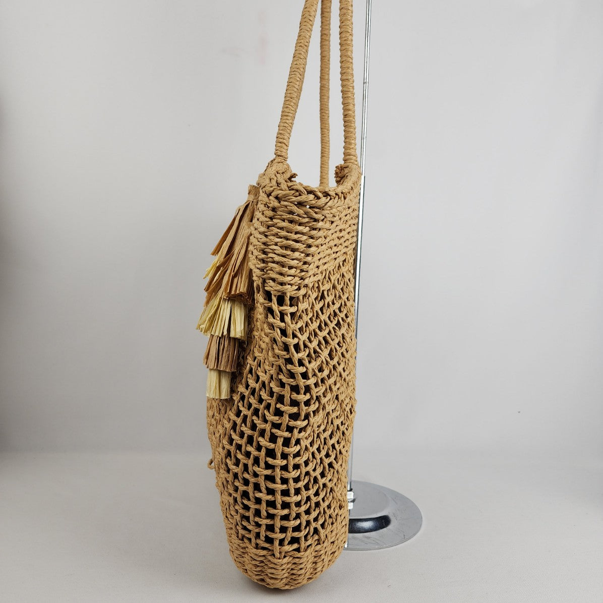 Poppy & Peonies Woven Straw Tote Purse