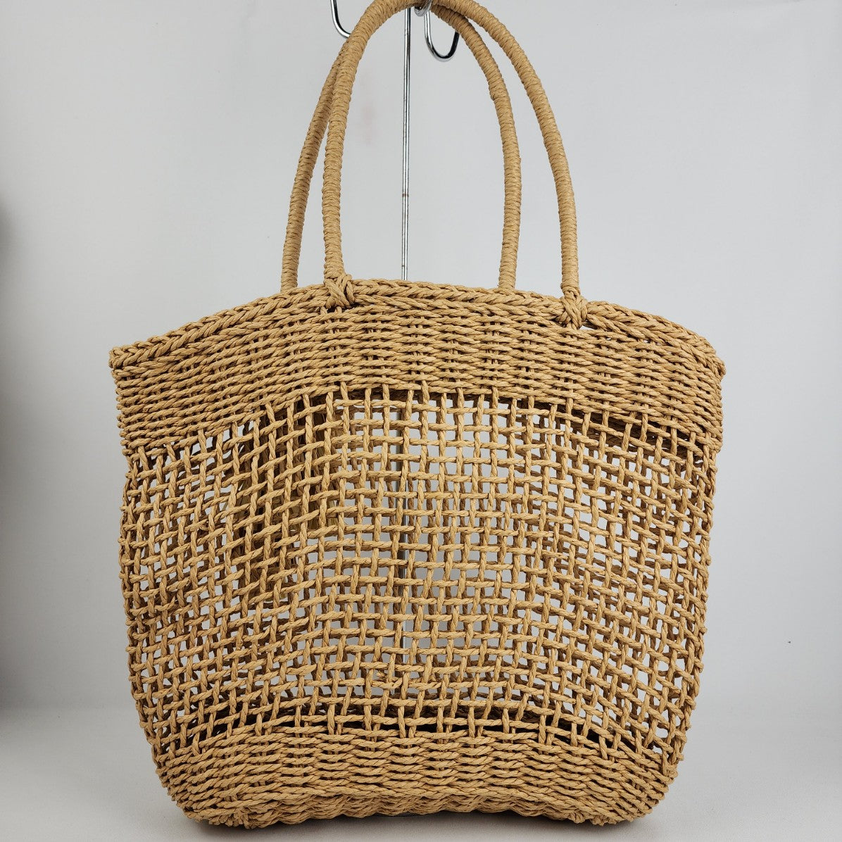 Poppy & Peonies Woven Straw Tote Purse