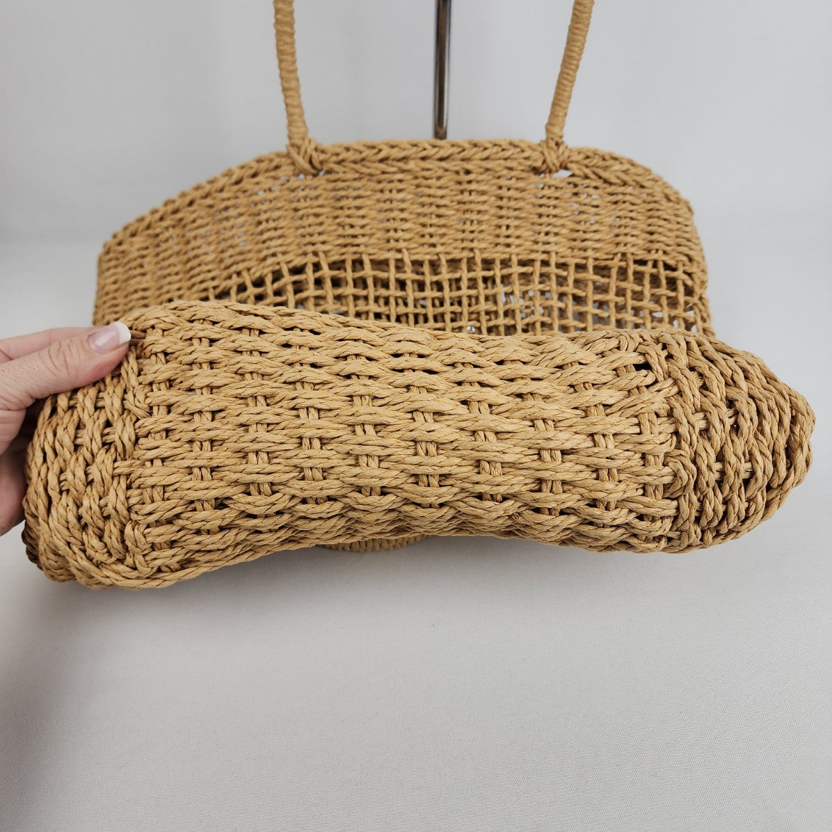 Poppy & Peonies Woven Straw Tote Purse