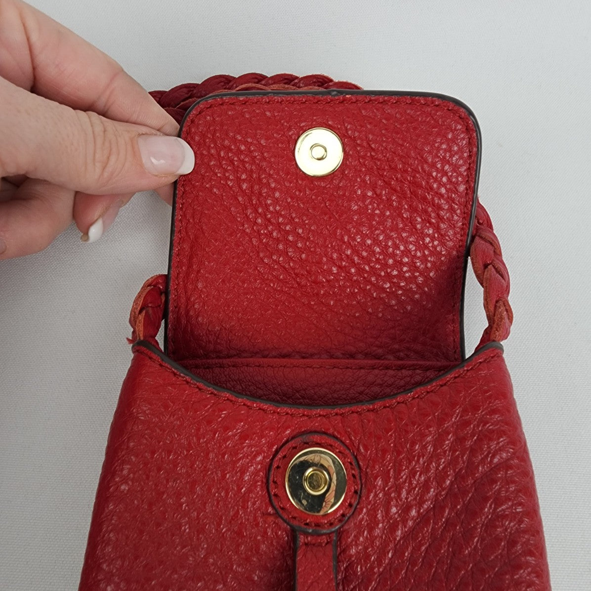 Rebecca Minkoff Red Leather Tassel Phone Wallet Crossbody Purse