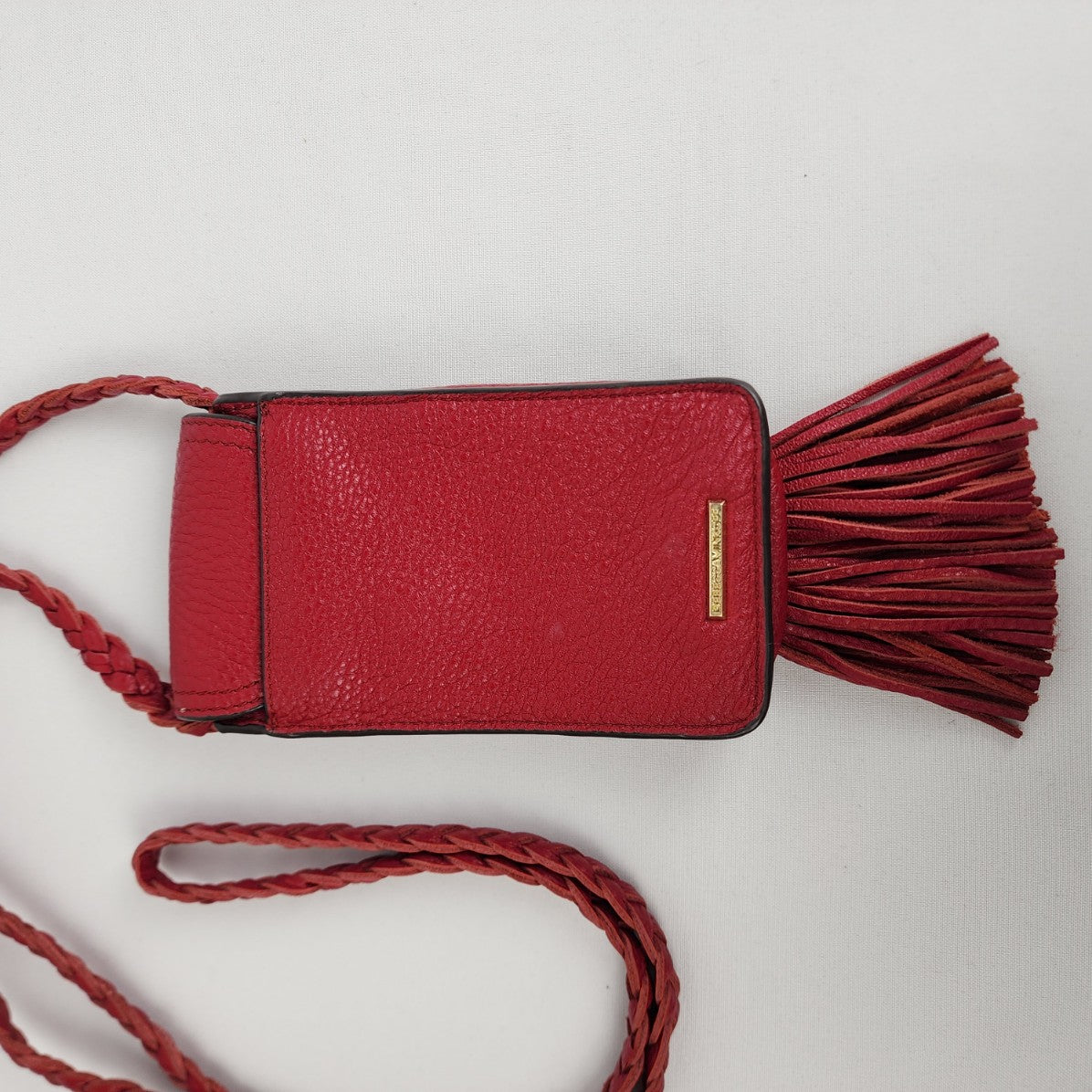 Rebecca Minkoff Red Leather Tassel Phone Wallet Crossbody Purse