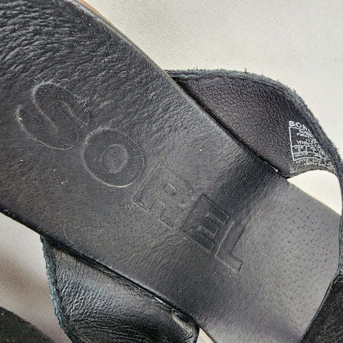 SOREL Torpeda Black Leather Ankle Strap Sandal Size 9