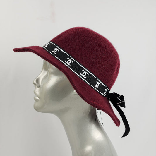 Burgundy Designer Inspired Wool Wide Brim Hat