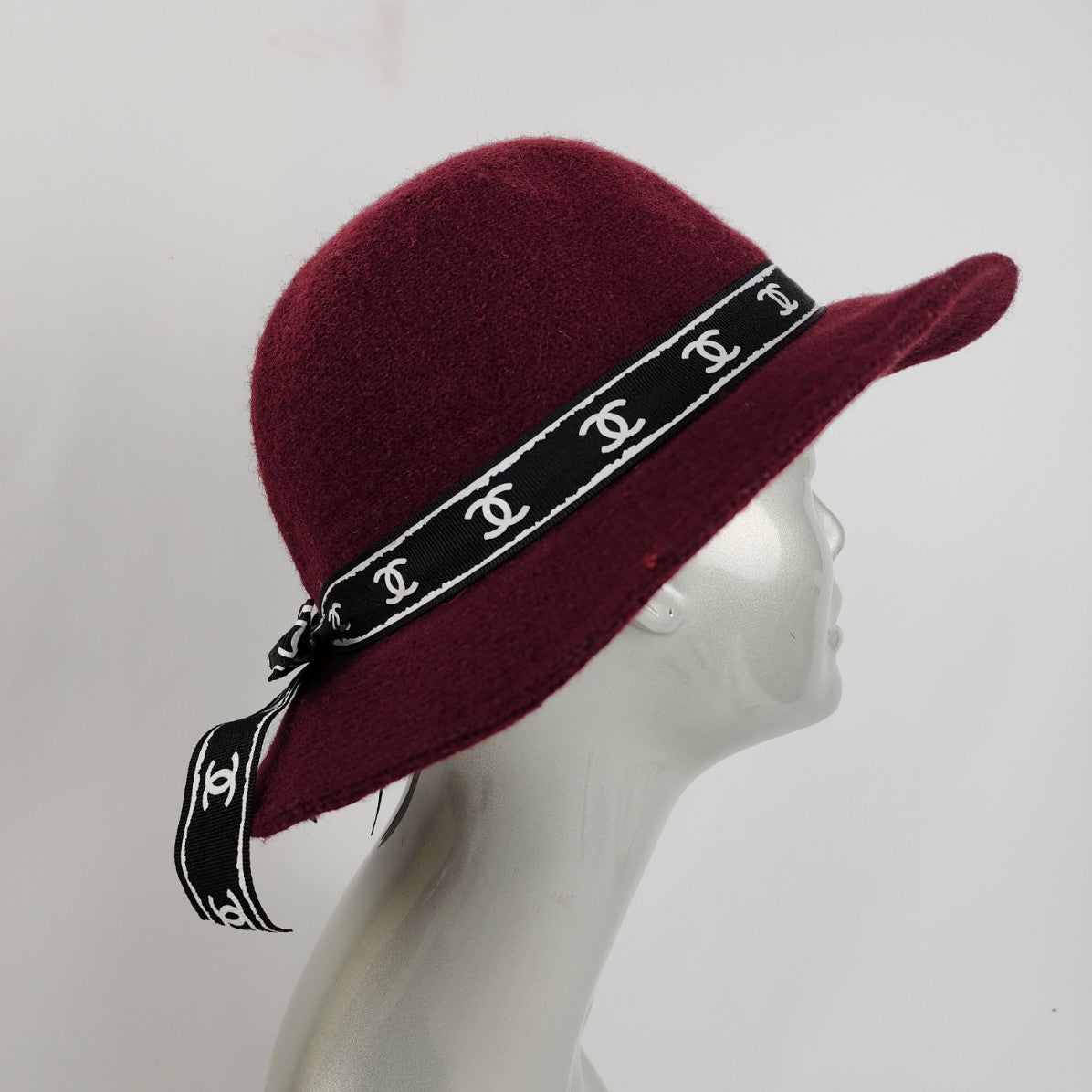 Burgundy Designer Inspired Wool Wide Brim Hat