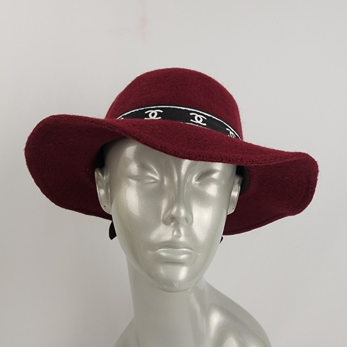 Burgundy Designer Inspired Wool Wide Brim Hat