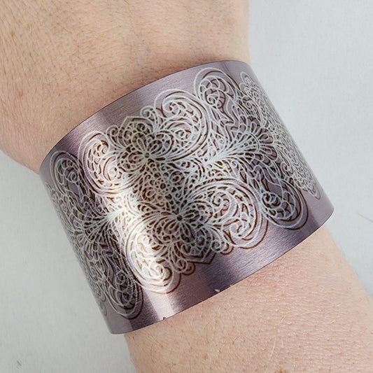 Silver & Pink Metal Inspirational Cuff Bracelet