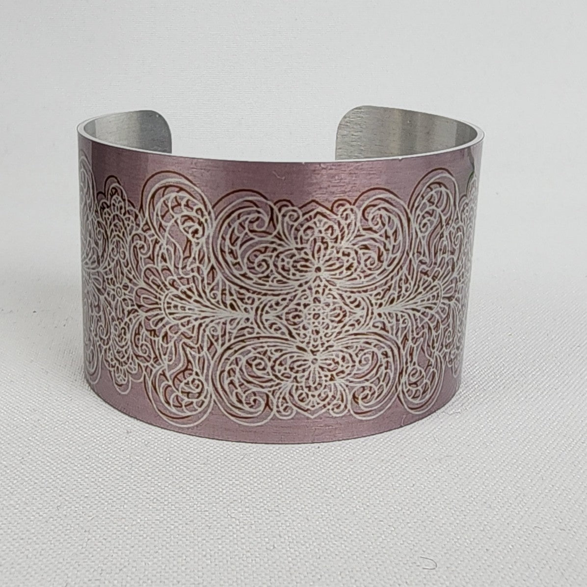 Silver & Pink Metal Inspirational Cuff Bracelet