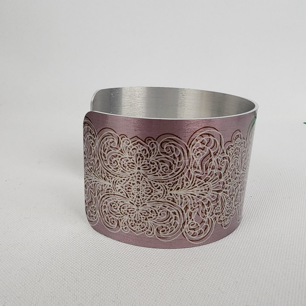 Silver & Pink Metal Inspirational Cuff Bracelet