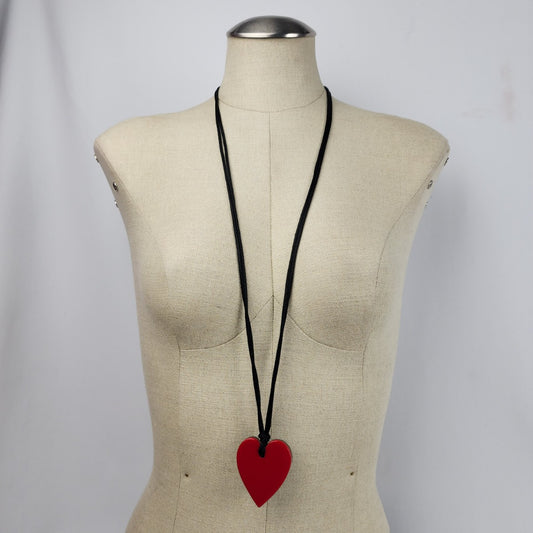 Zsiska Red & Black Reversible Oversize Heart Adjustable Necklace