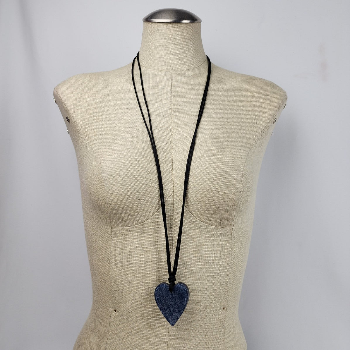 Zsiska Denim Blue Oversize Heart Adjustable Necklace