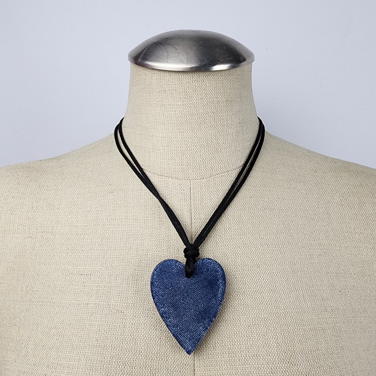 Zsiska Denim Blue Oversize Heart Adjustable Necklace