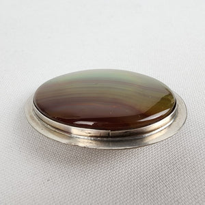 Vintage Pewter Striped Agate Brooch