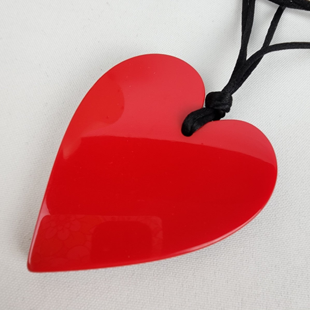 Zsiska Red & Black Oversize Heart Adjustable Necklace