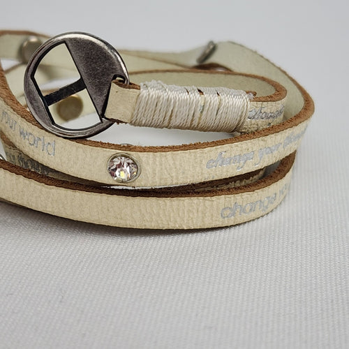 Good Works Cream Leather Wrap Inspirational Bracelet
