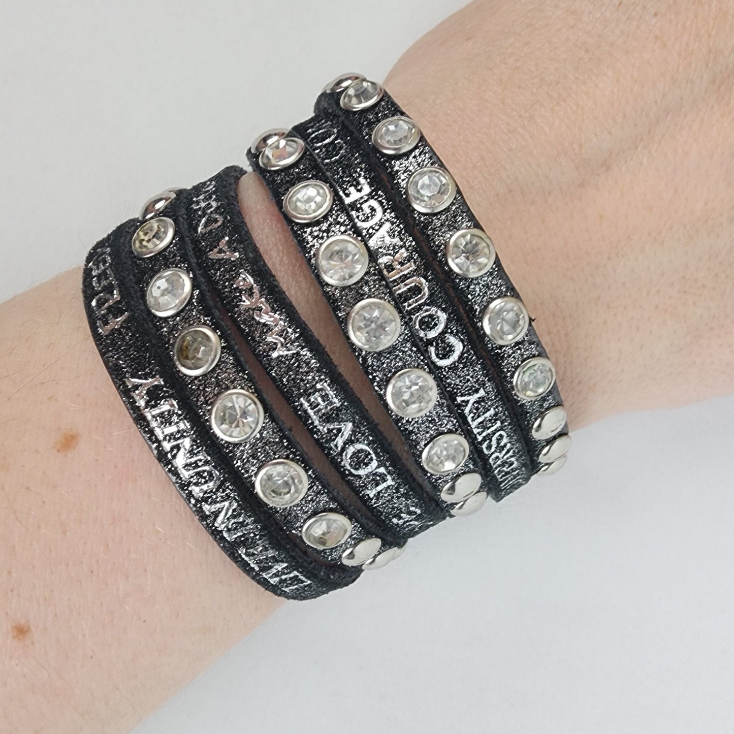 Good Works Black Leather Studded Magnetic Bracelet