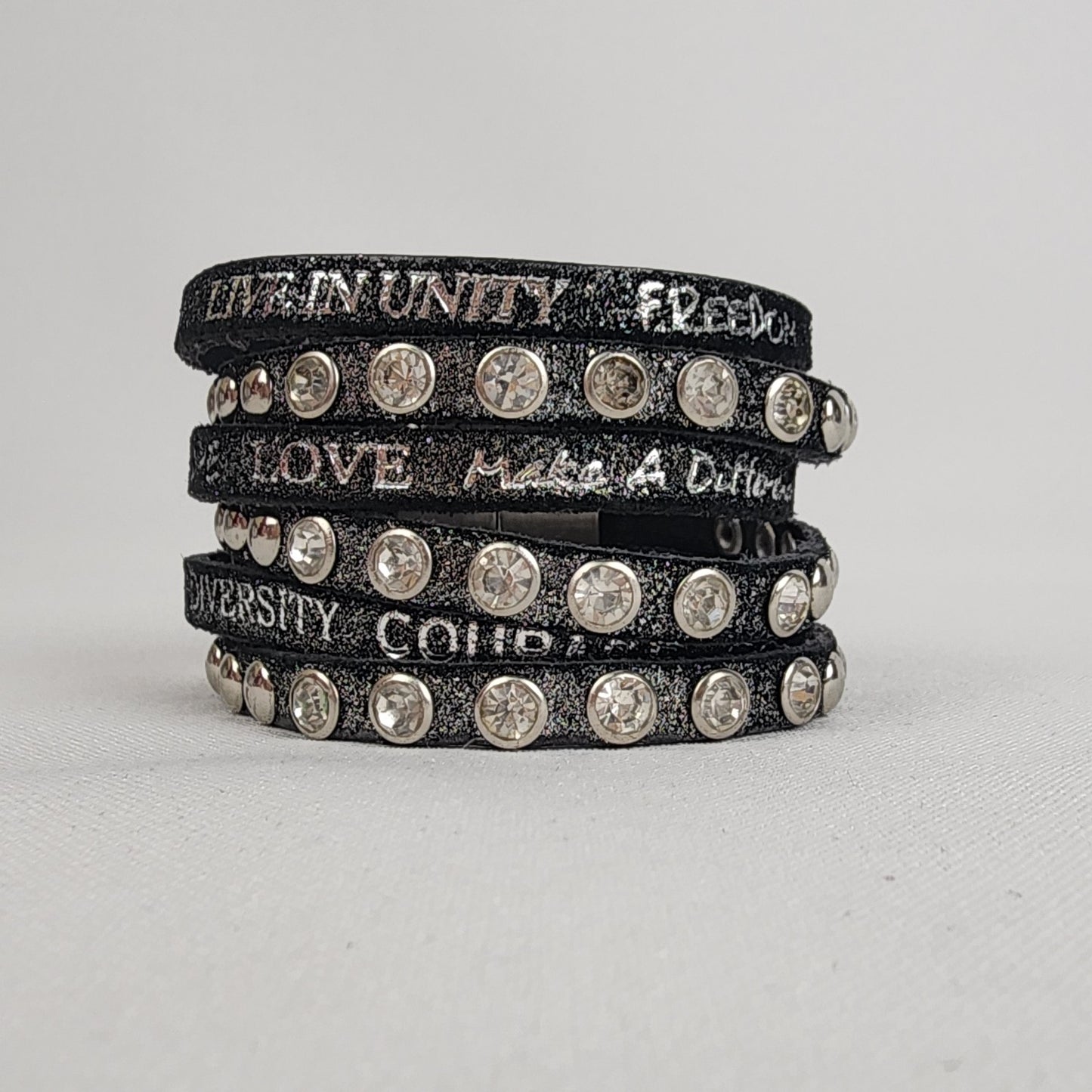 Good Works Black Leather Studded Magnetic Bracelet