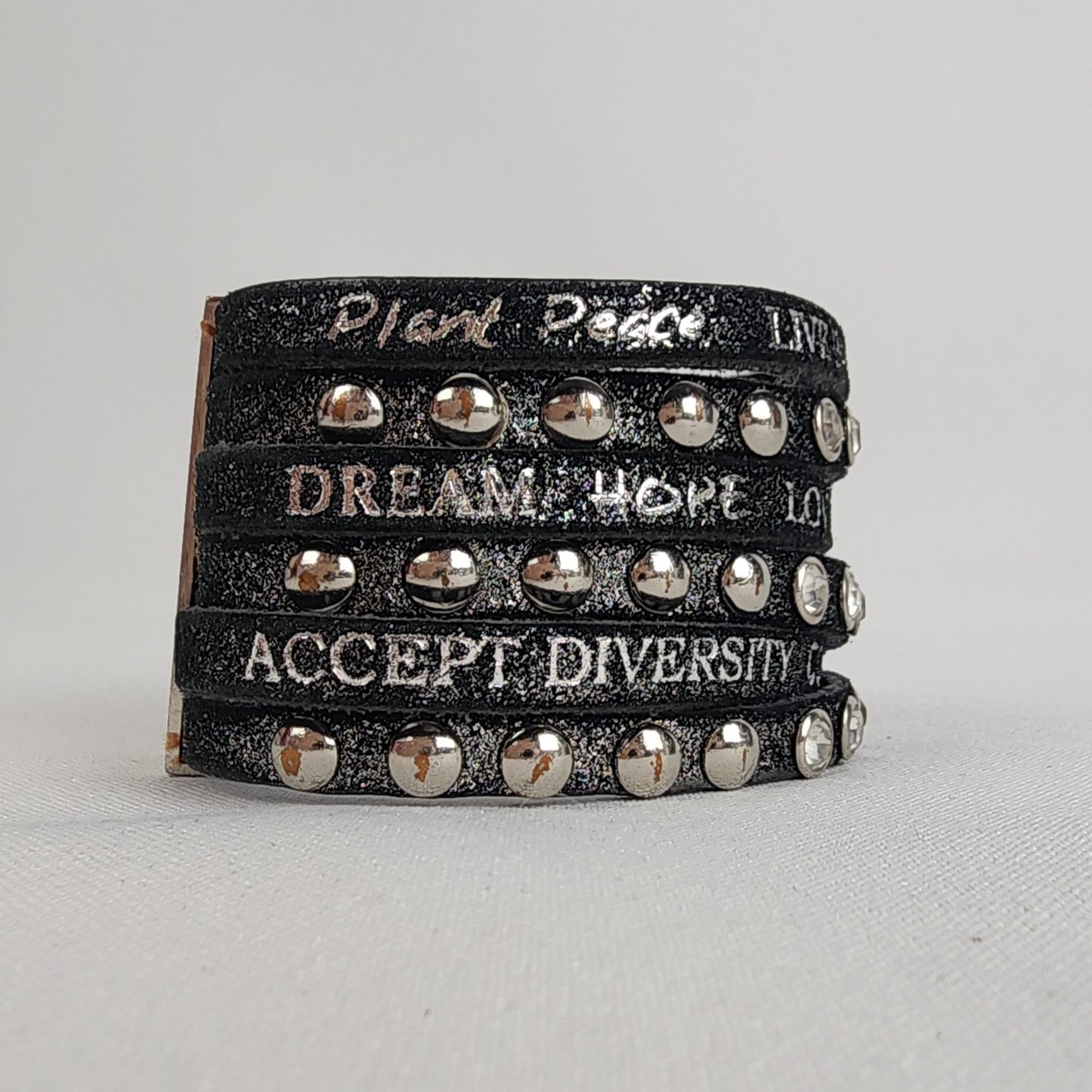 Good Works Black Leather Studded Magnetic Bracelet