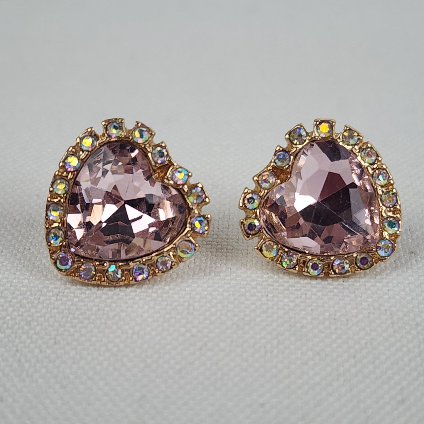 Betsey Johnson Pink Stone Heart Stud Earrings