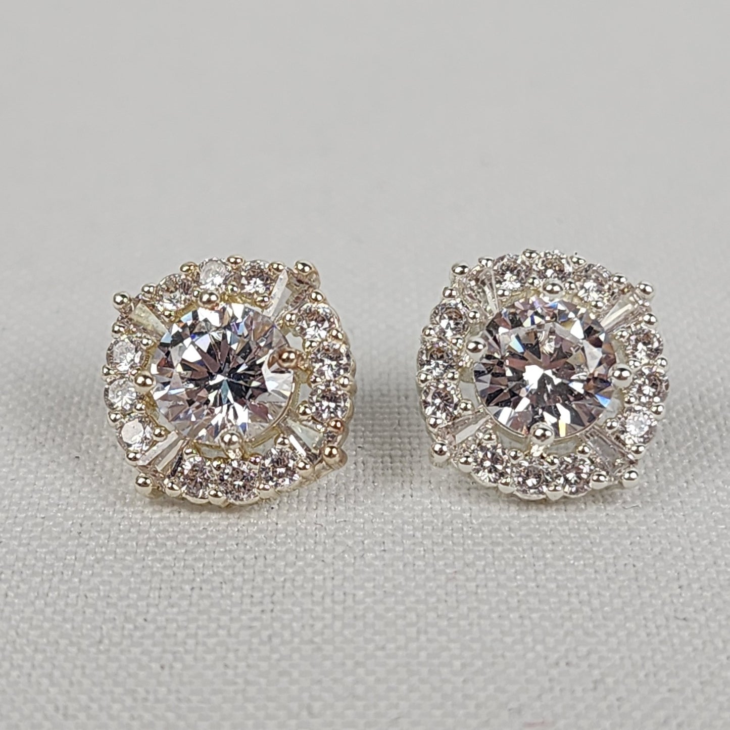 Silver Crystal Rhinestone Stud Earrings