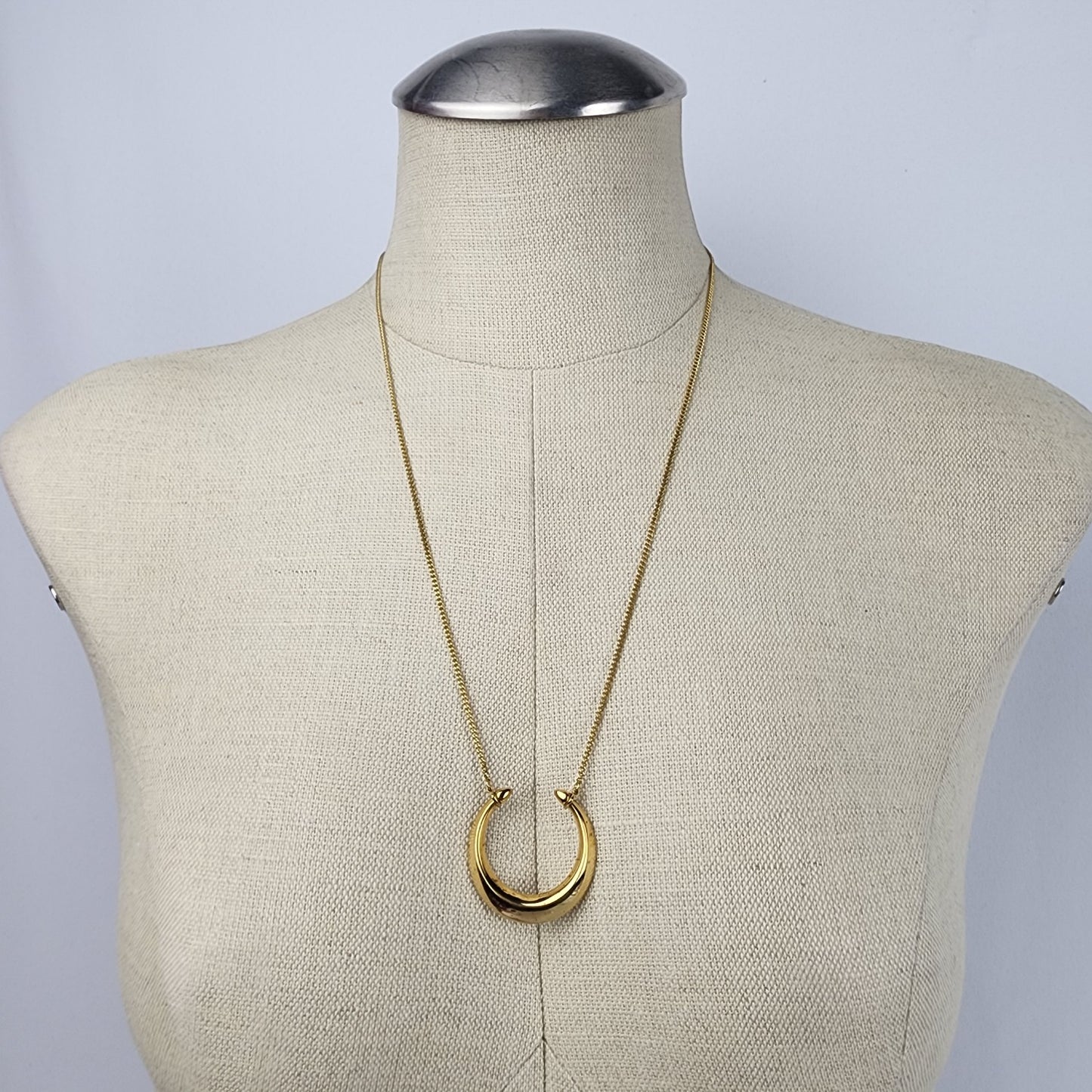 Stella & Dot Gold Tone Double Horn Pendant Necklace