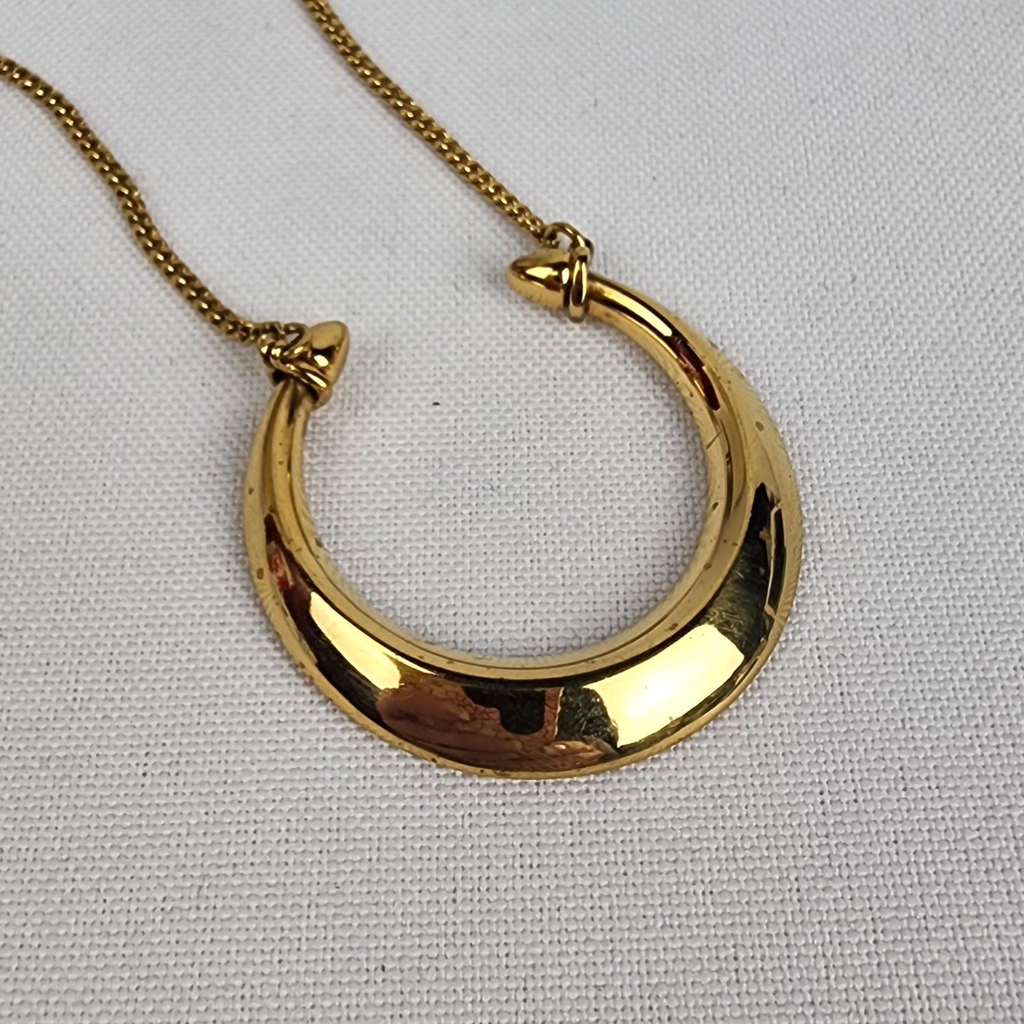 Stella & Dot Gold Tone Double Horn Pendant Necklace