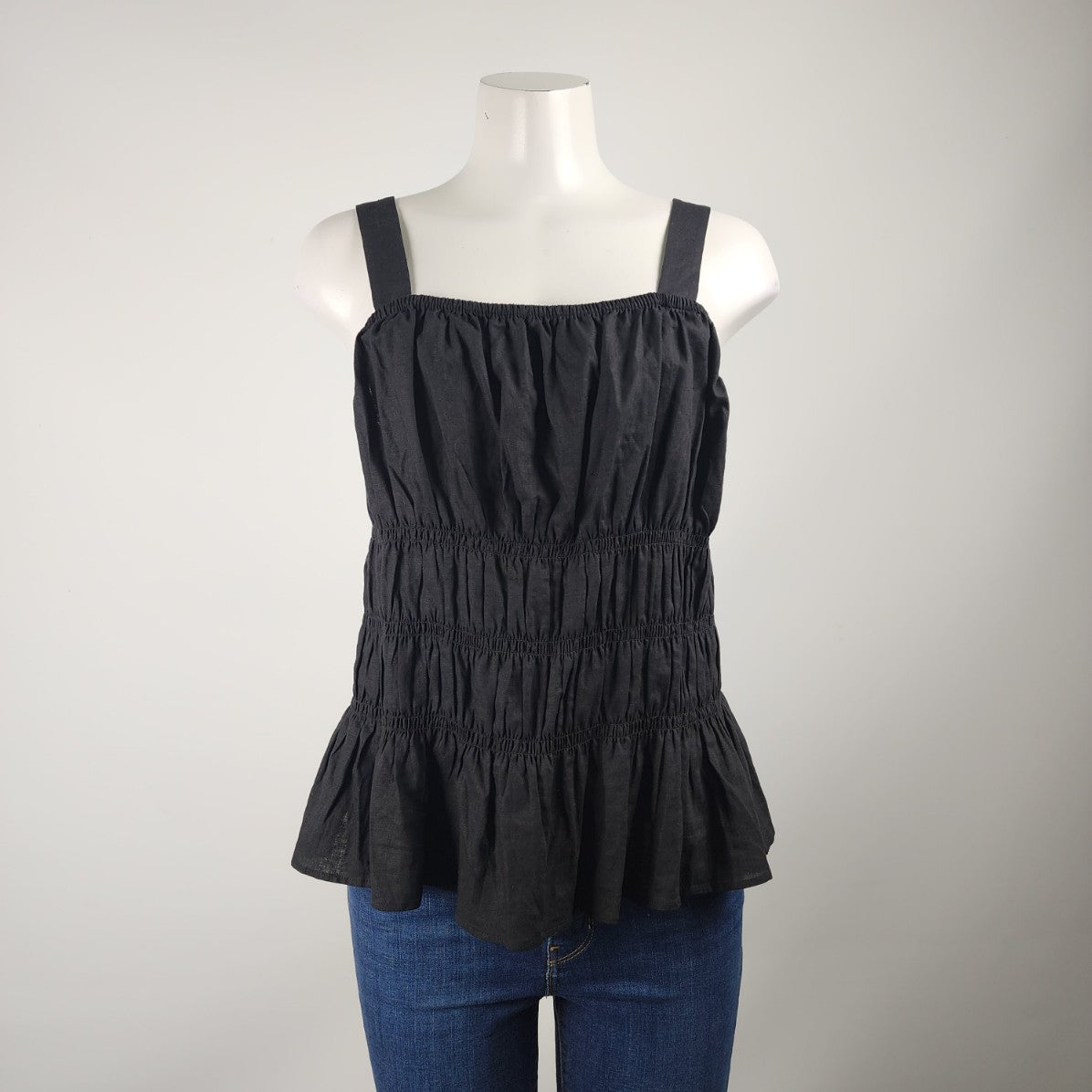 Reitmans Black Linen Smoked Sleeveless Top Size L