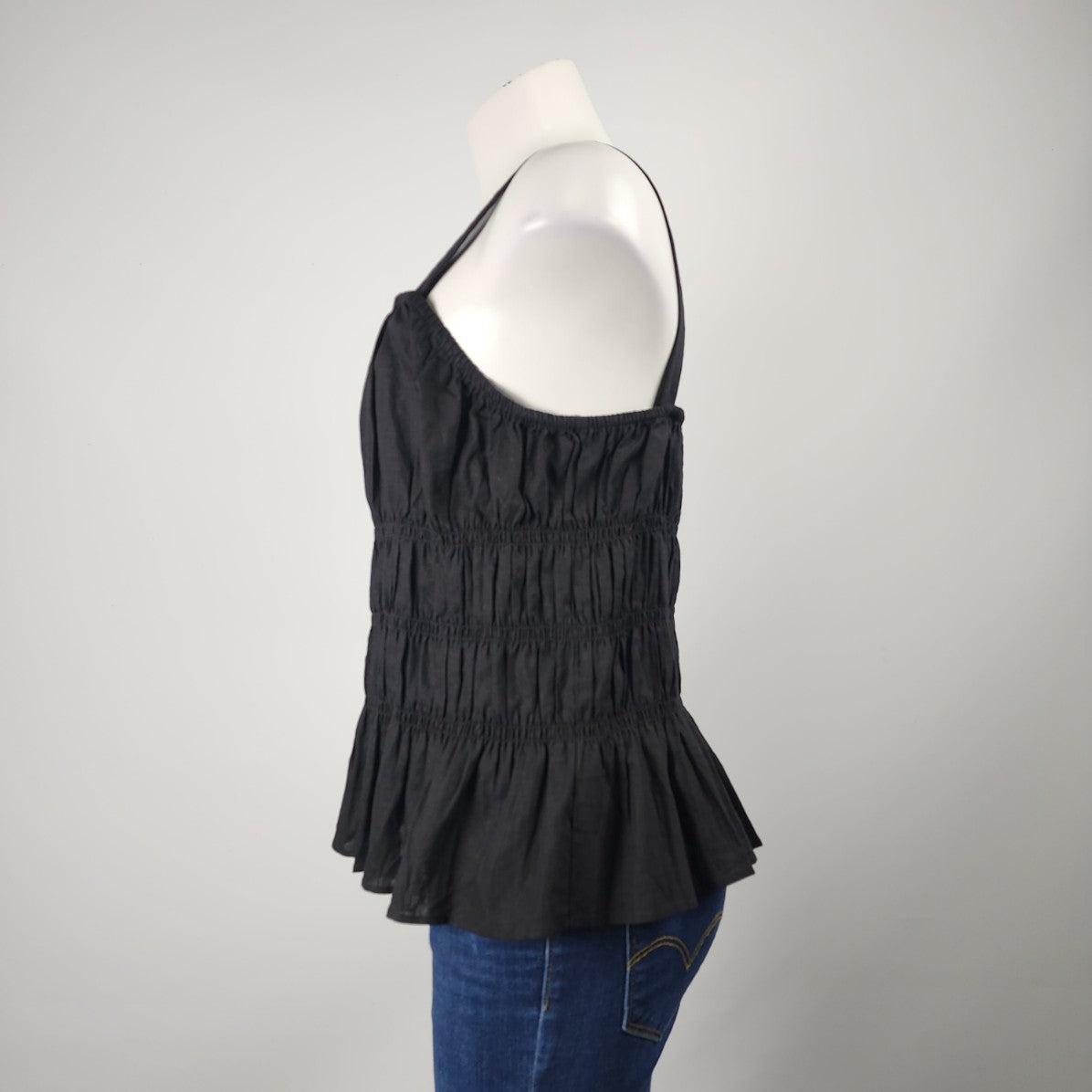 Reitmans Black Linen Smoked Sleeveless Top Size L