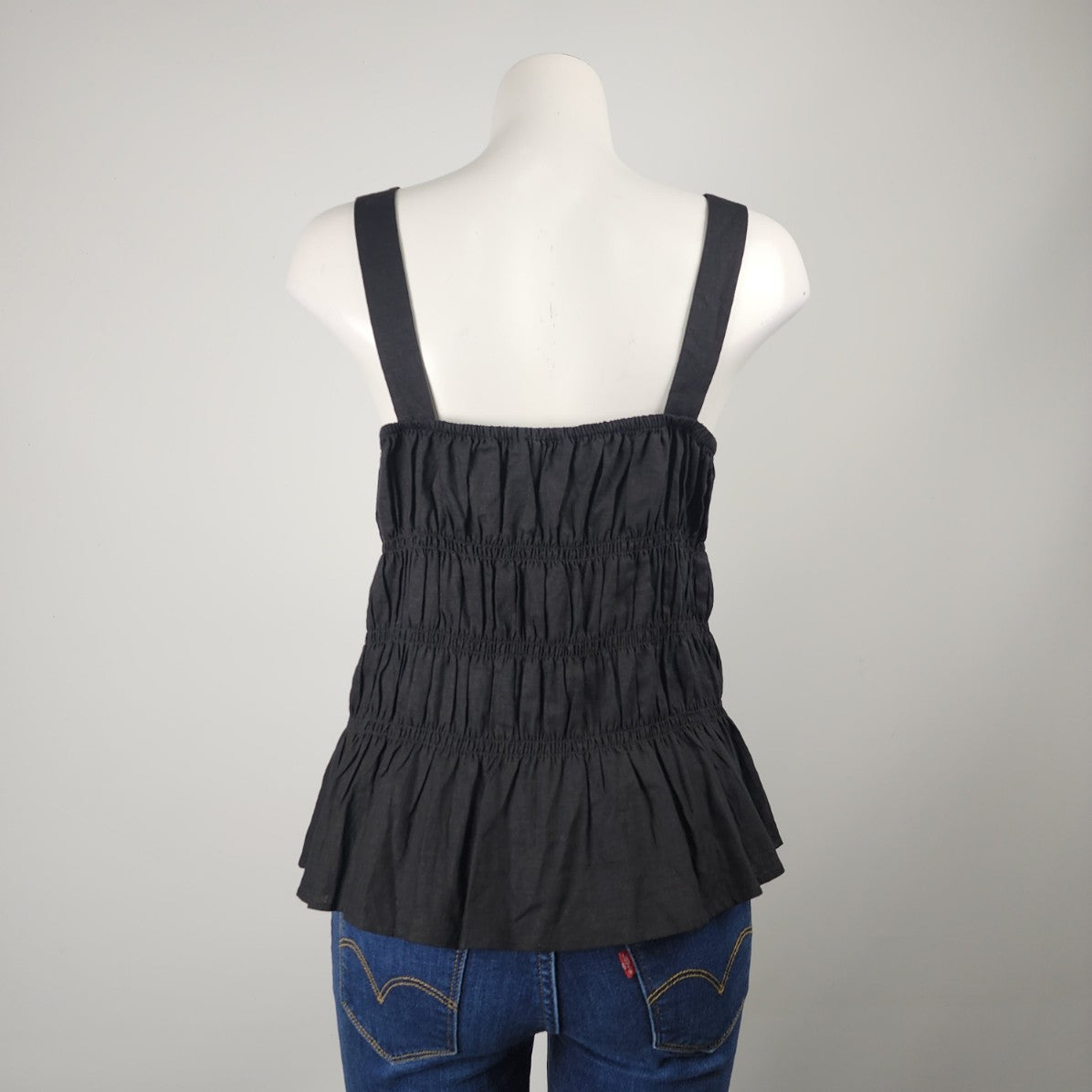 Reitmans Black Linen Smoked Sleeveless Top Size L