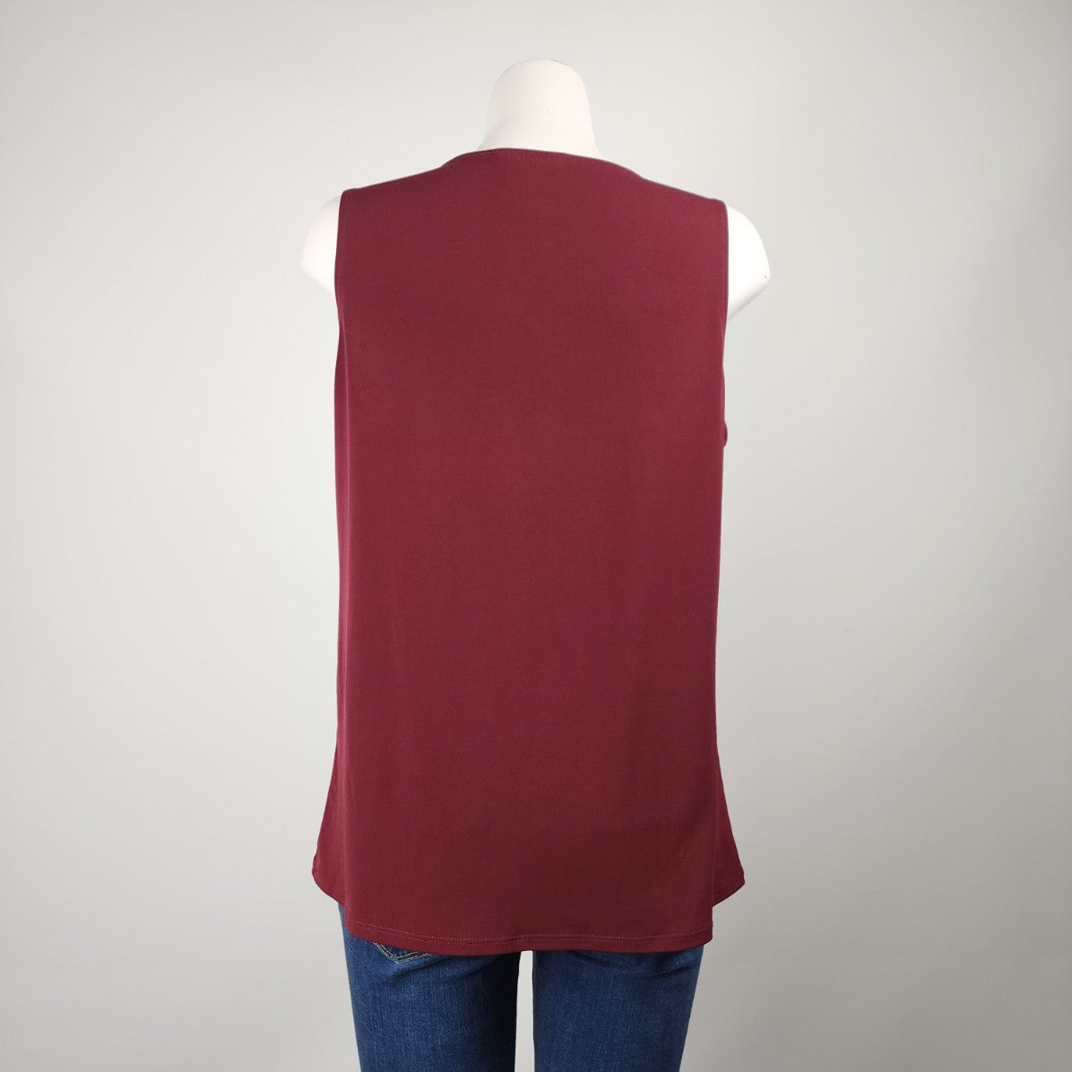 Tahari Burgundy Beaded Neckline Sleeveless Top Size L