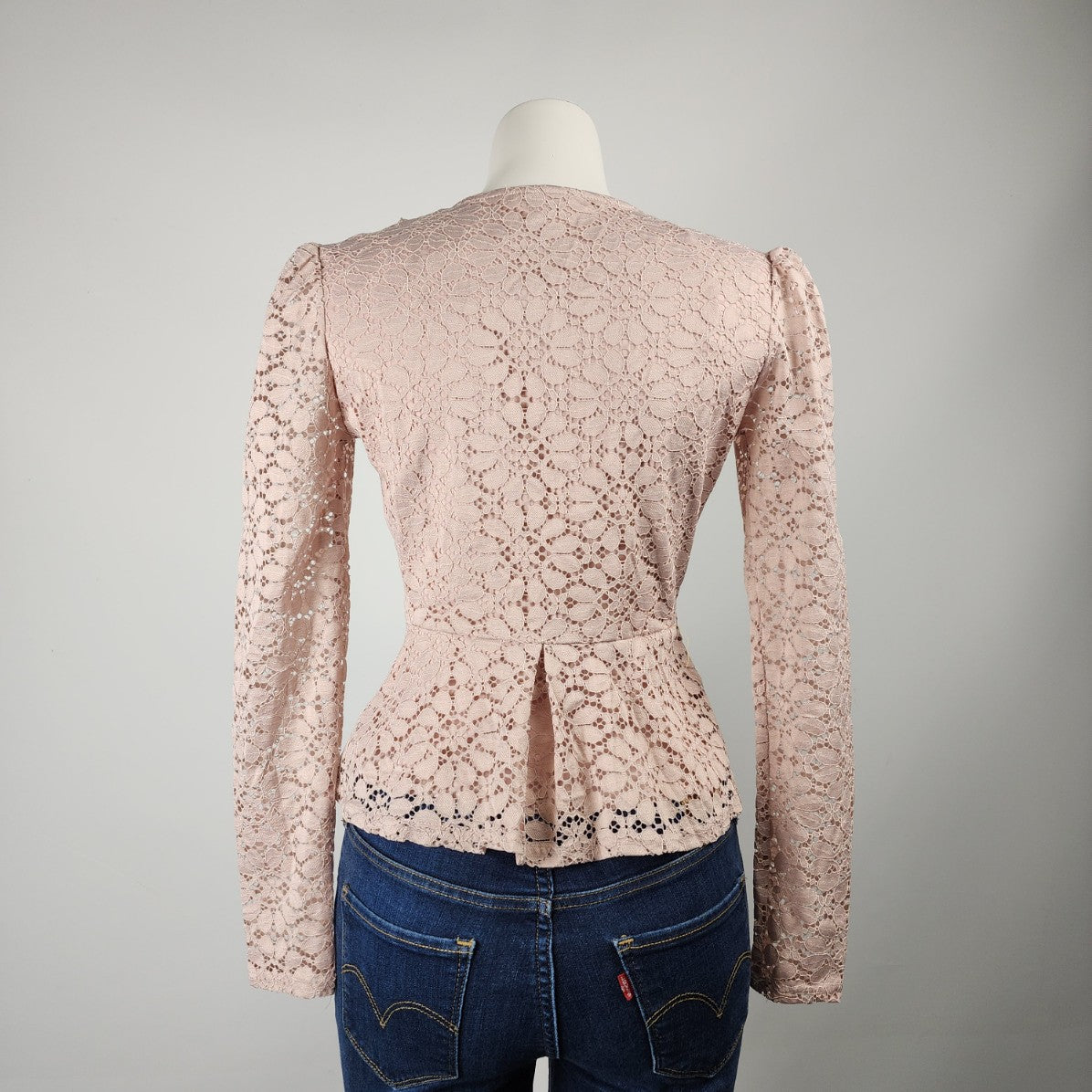 Fashion Nova Blush Pink Lace Ruffled Peplum Jacket Size M