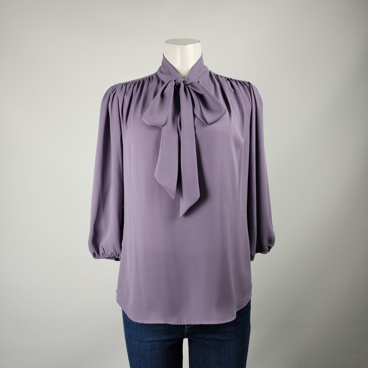 7th Avenue Design Studio Lilac Purple Neck Tie Blouse Size S