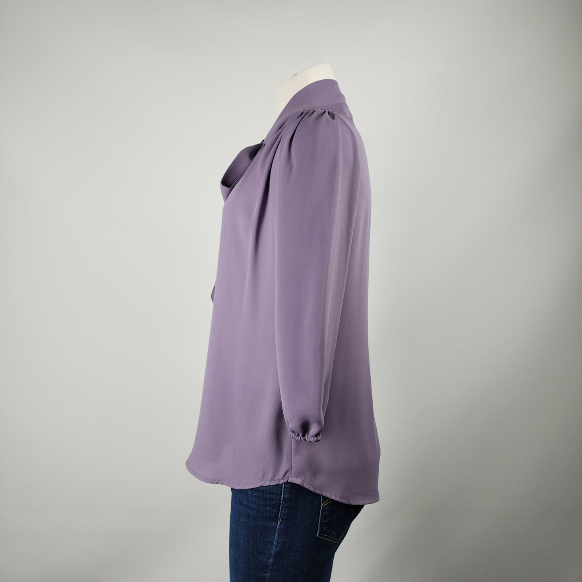 7th Avenue Design Studio Lilac Purple Neck Tie Blouse Size S