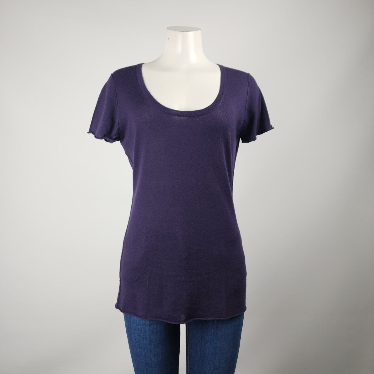 Line Purple Knit Cashmere Short Sleeve Top Size XL