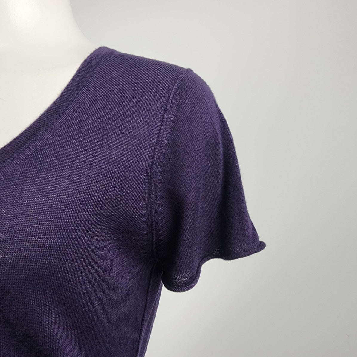 Line Purple Knit Cashmere Short Sleeve Top Size XL