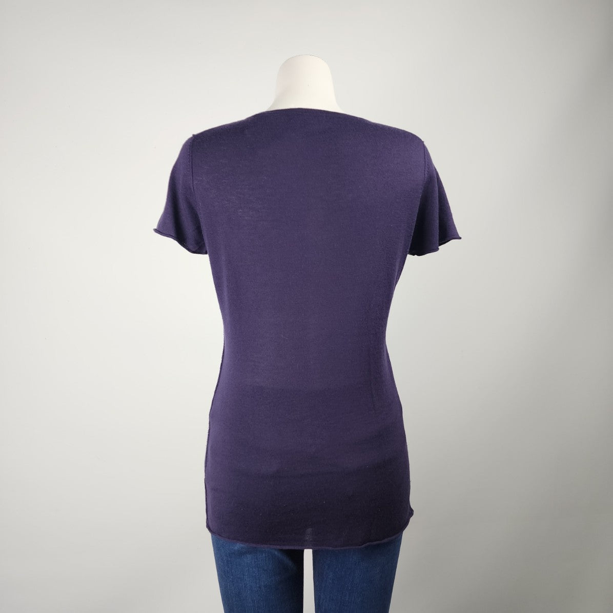 Line Purple Knit Cashmere Short Sleeve Top Size XL